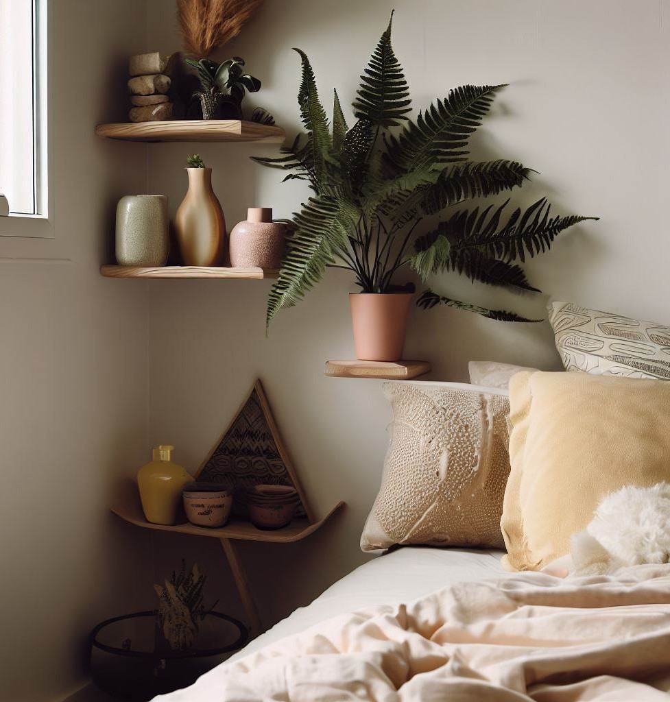corner shelf - Creative Decoration Ideas for Small Bedrooms