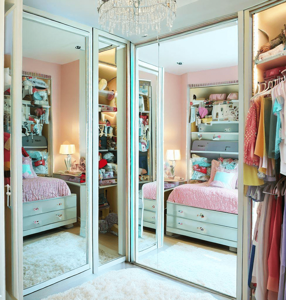 closet doors of mirror - room Decor Ideas for Teenage Girls Room with Mirrors