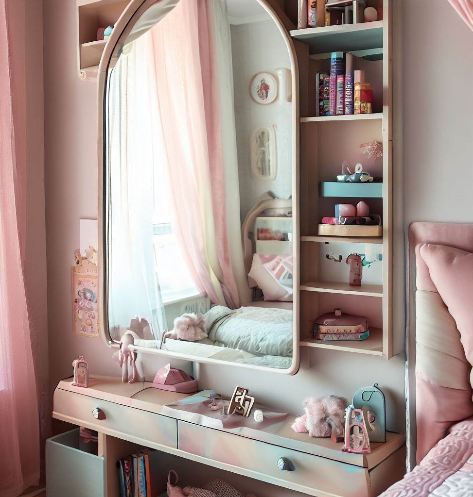 mirror with shelf - room Decor Ideas for Teenage Girls Room with Mirrors