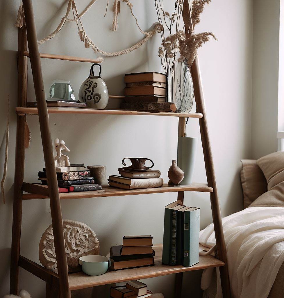 ladder shelf - Creative Decoration Ideas for Small BedRooms
