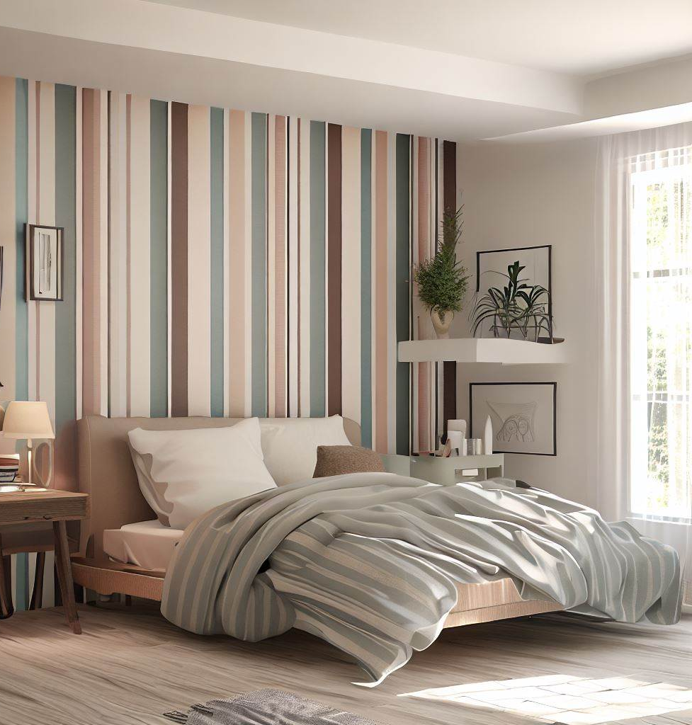 stripped wall - Creative Decoration Ideas for Small Bedrooms