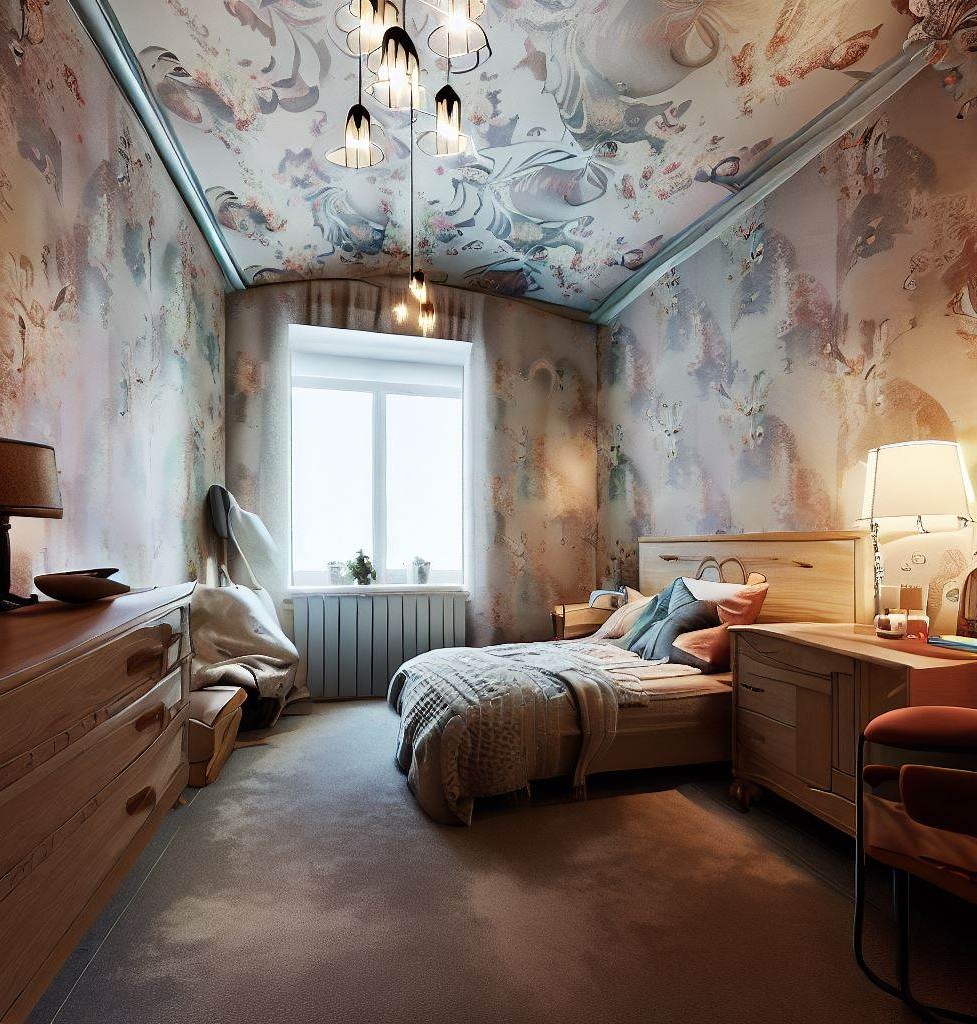 colored wallpaper with texture - Creative Decoration Ideas for Small Bedrooms
