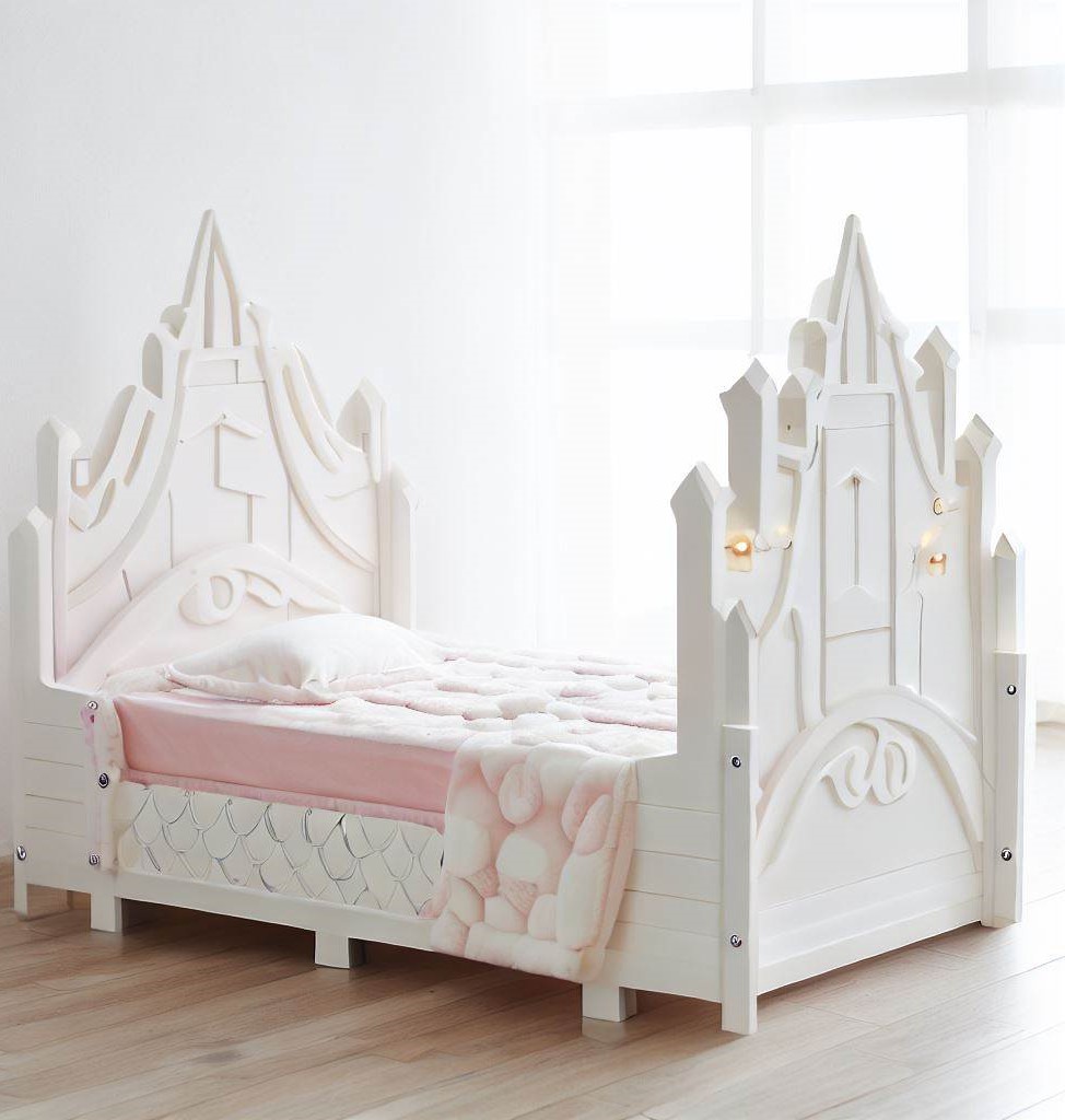 castle bed pink white -Bedazzling Bed Styles: A Guide to Kids' Room Decor