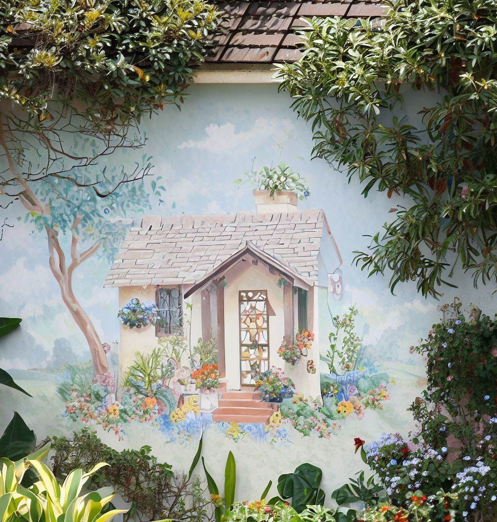 wall mural of a house -Garden Wall Decoration Ideas