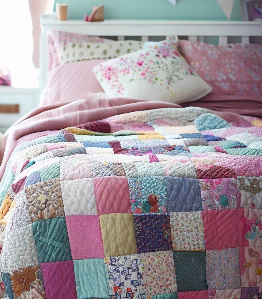 patchwork bedding - Decoration Ideas for Teenage Girls Room With Curtains & Bedding