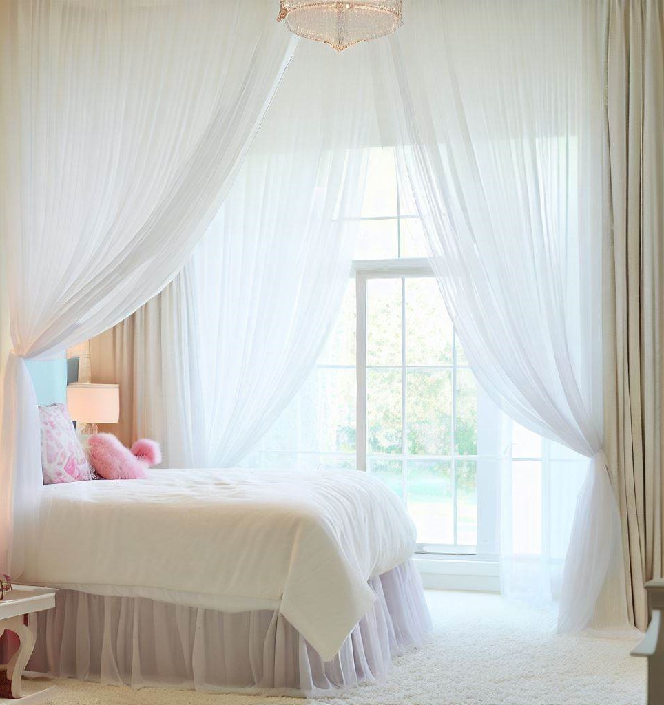 white curtain canopy - Decoration Ideas for Teenage Girls Room With Curtains & Bedding