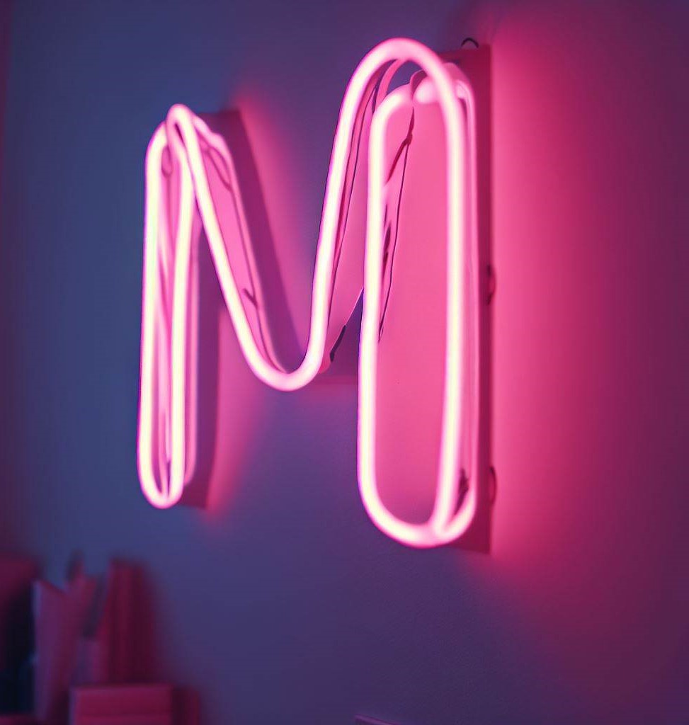M neon sign - Lighting Decoration Ideas for Teenage Girls Room
