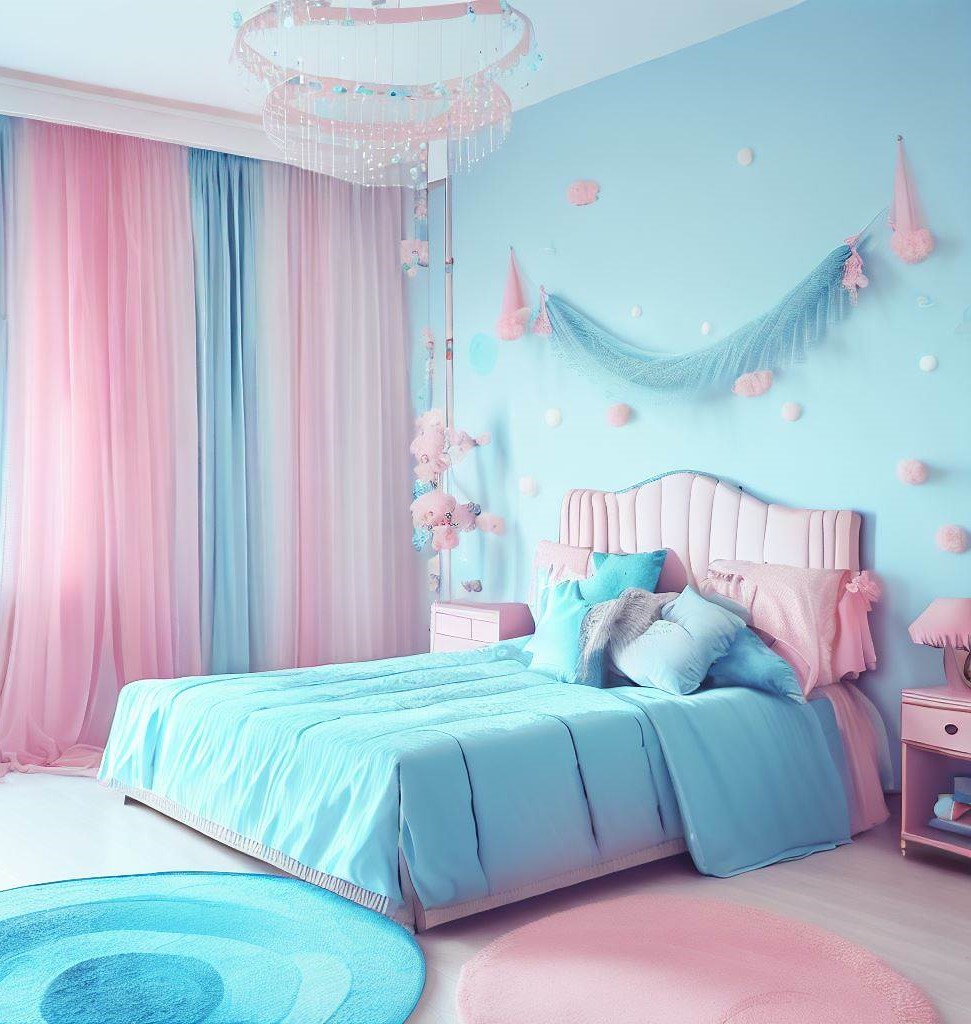 dreamy blue and pink colored room - Unique Color Schemes for Kids' Room Decor