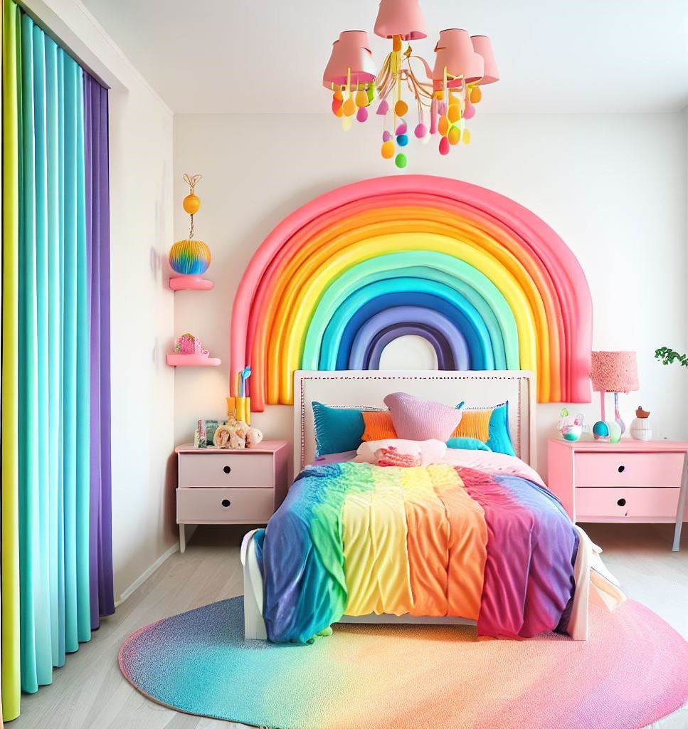 rainbow colored room - Unique Color Schemes for Kids' Room Decor